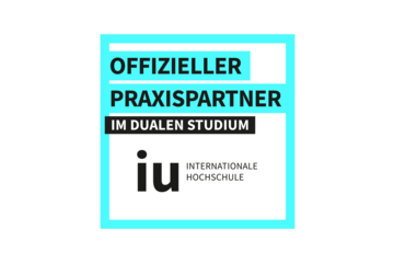 Logo "Offizieller Praxispartner für duales Studium an der IU Internationalen Hochschule in Dortmund