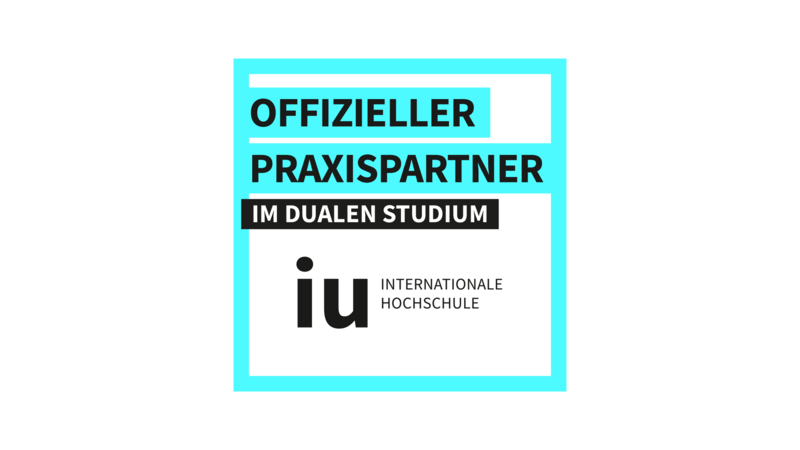 Logo "Offizieller Praxispartner für duales Studium an der IU Internationalen Hochschule in Dortmund